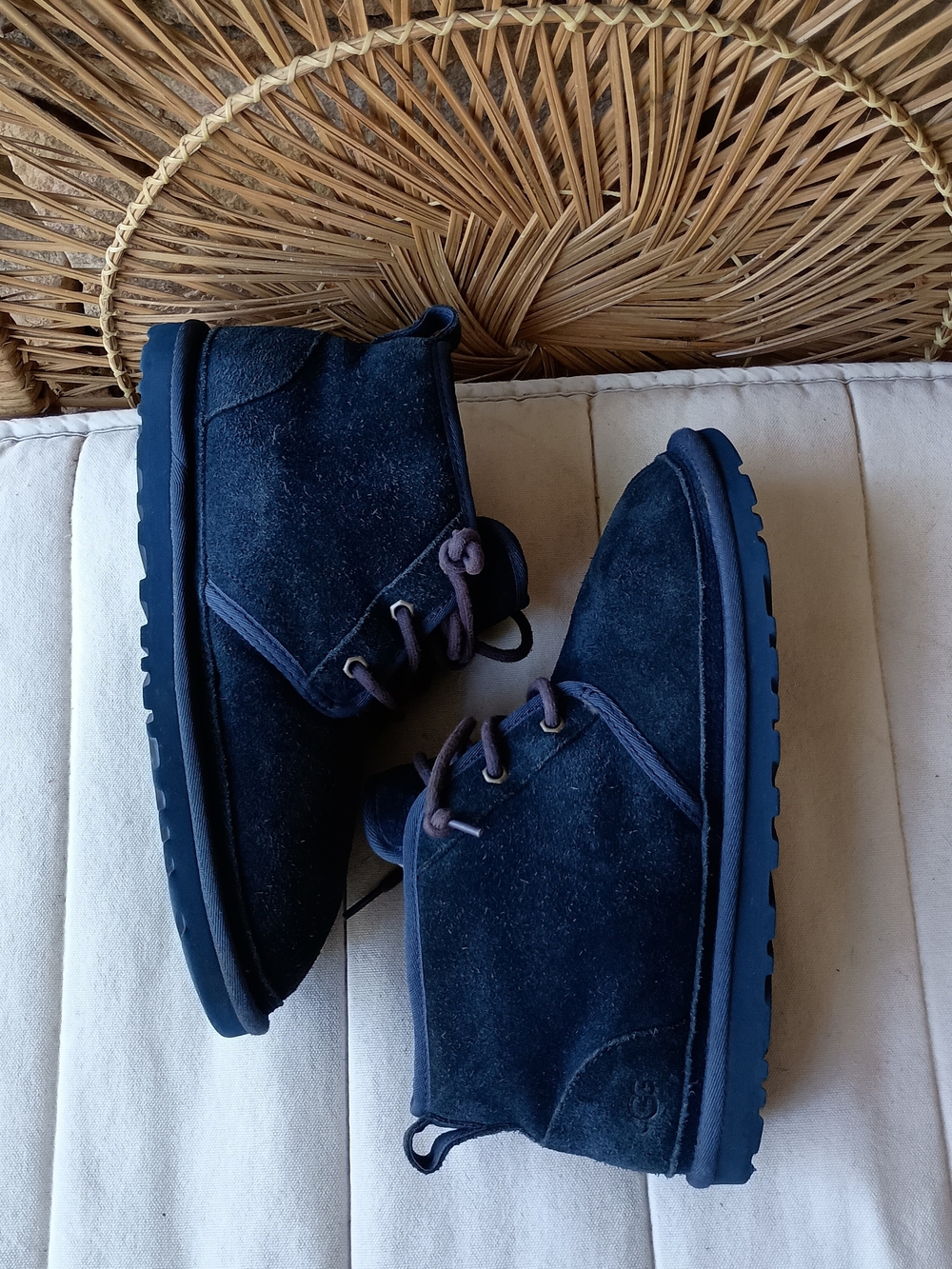 UGG Women's Navy Suede Lace-Up Booties_9